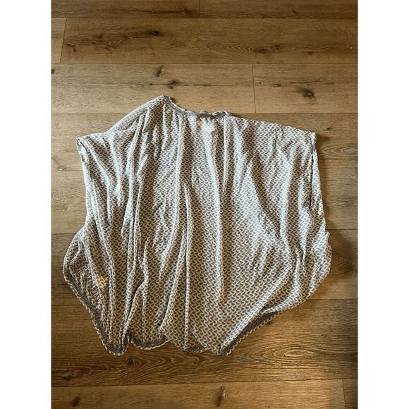 Anthropologie Andersen & Lauth Beaded Kimono One Size Geometric Print Gray Boho - Picture 2 of 3